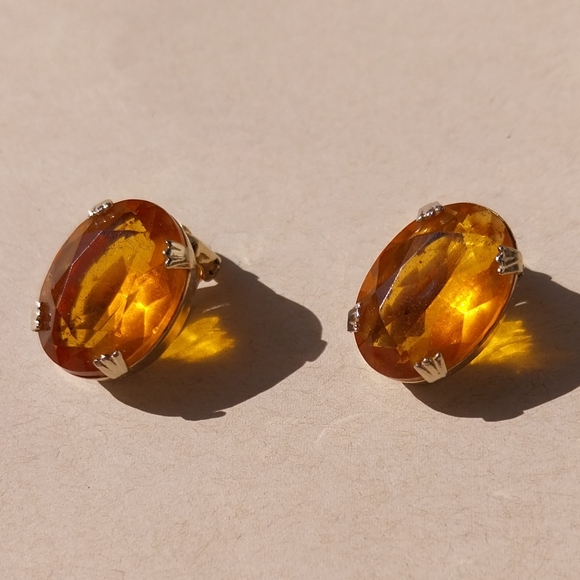 Continental Jewelry - Continental Amber-Tone Oval Earrings